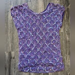 Vintage Adini 100% Pure Silk India Beaded Sequin size small blouse top